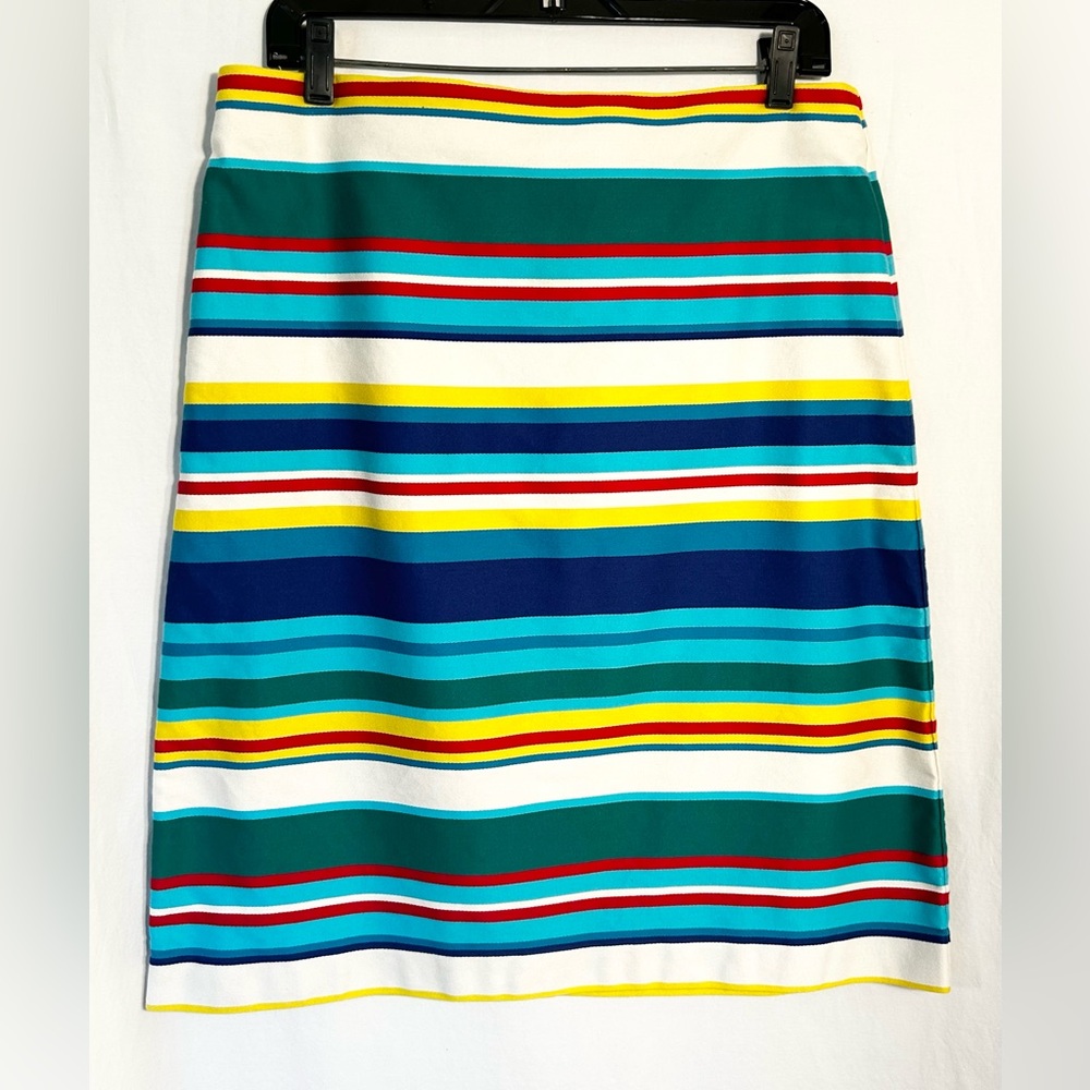 WOMENS SIZE 12 WAIST 34 MULTI-COLORED STRIPED COTTON UNLINED ZIP BACK SKIRT